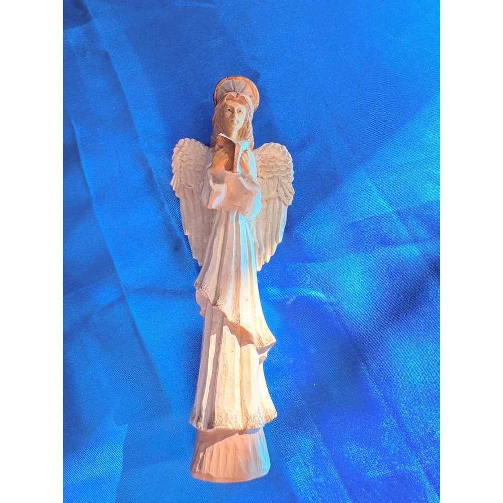 Vintage Style Angel Figurine‎ Holding Book Statue Christmas Decor Gold Accents